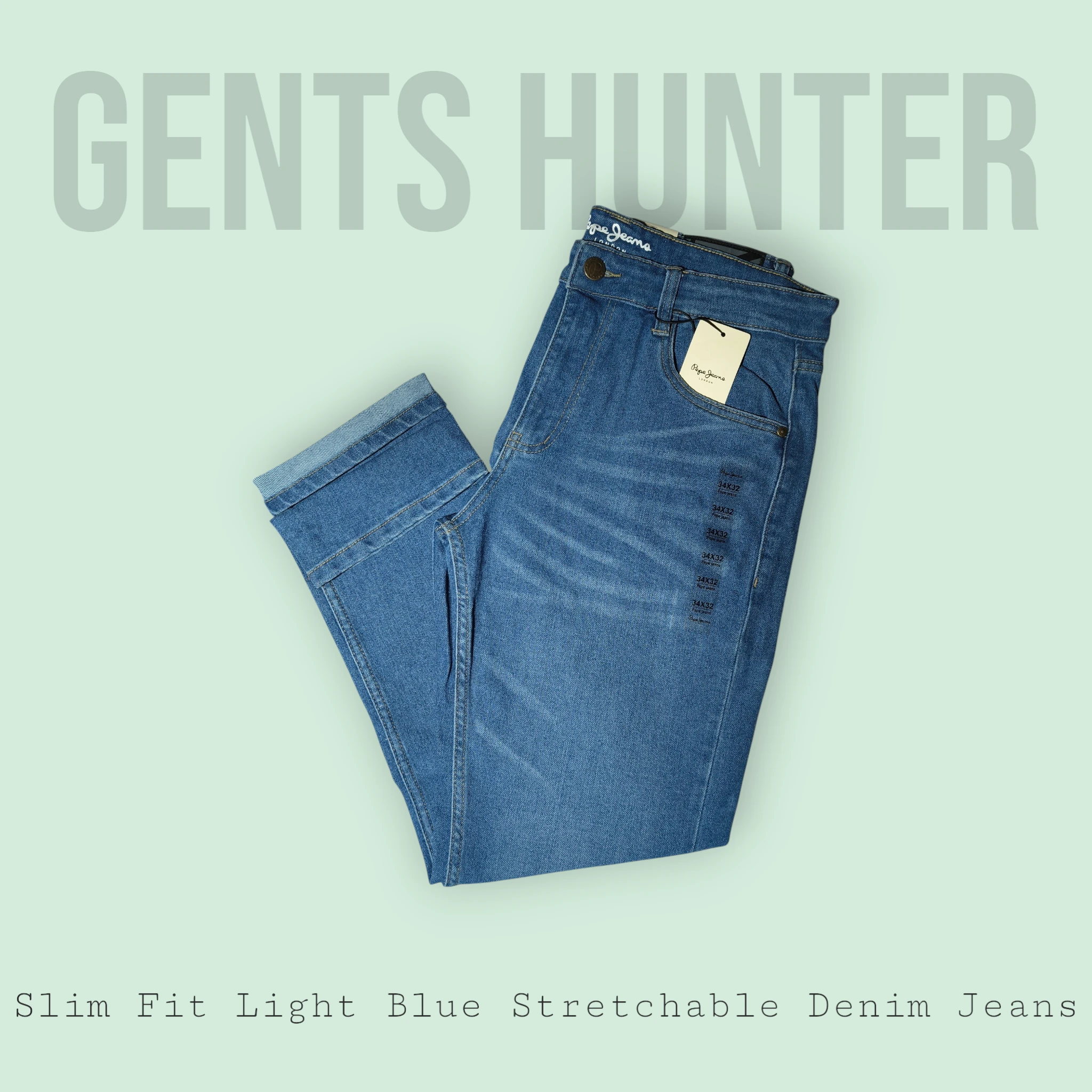 Pepe Jeans Slim Fit Light Blue Stretchable Denim Jeans - GHPP1003