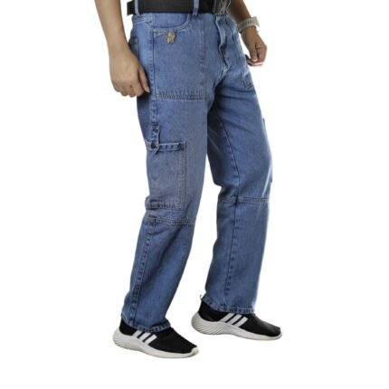 Urban Star Men's Stone Wash Utility Baggy Cargo Jeans Pant